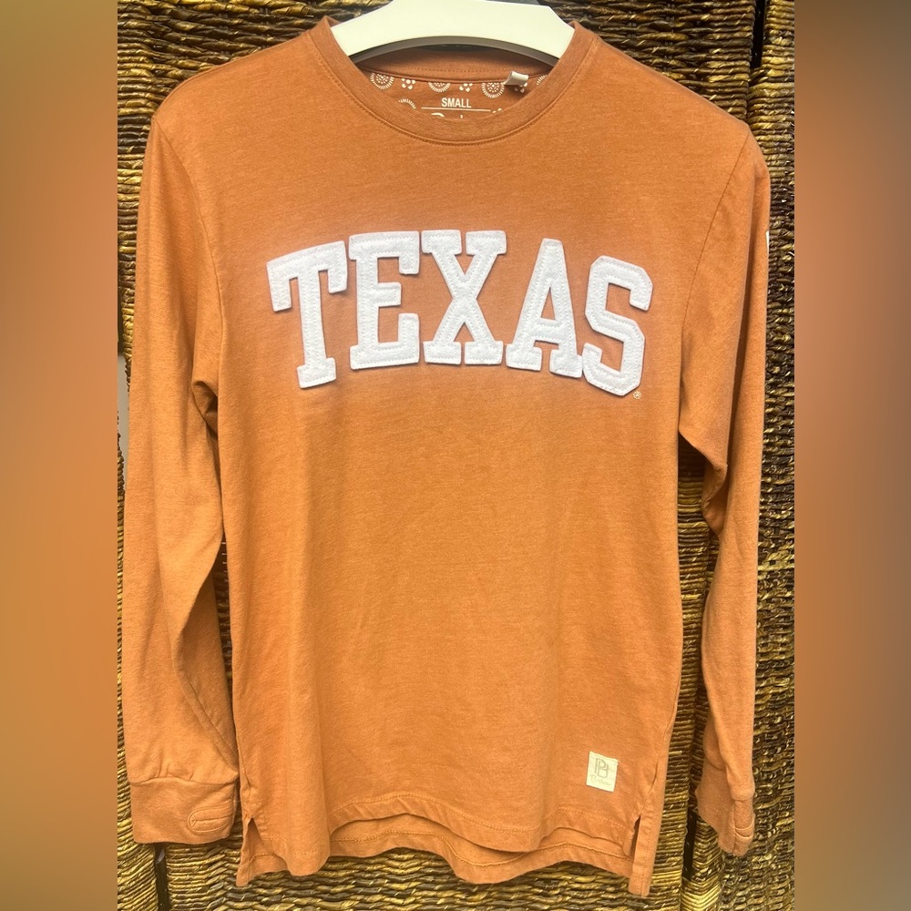 Pressbox-Texas Long Sleeve Orange Shirt, Size: Small, Thumb holes, Pre-owned